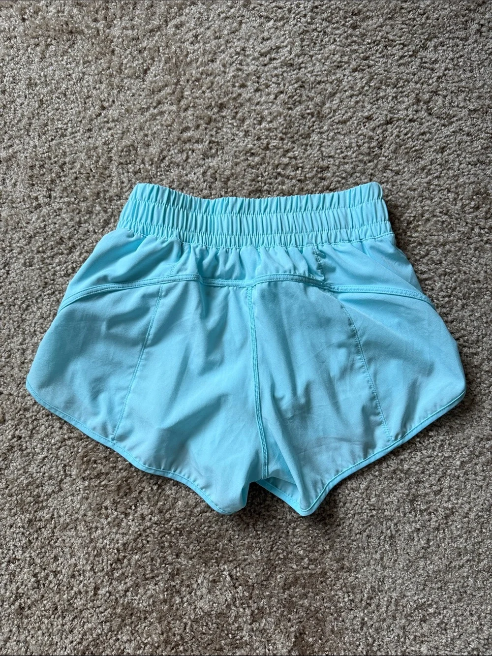 Aqua blue running shorts size small lined one zipper pocket turquoise